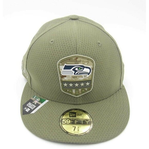 New Seattle Seahawks New Era Football Salute to Service Fitted USA Hat Sz 7 3/8 - Picture 1 of 7